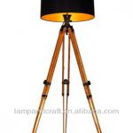 2014 Europe wooden tripod floor lamp with black shade for home decor CHINA001