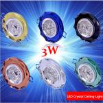 3W LED Crystal Ceiling Light 6 Colors Spot Light Indoor Down light Cool/Warm White TR-TH-C003