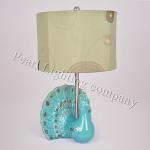 1 Light Traditional Luxury Ceramic Table Lamp in Aqu finish with silk shade #.P1730-TL P1730-TL