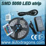 12V 24V Waterproof glue surface 5 m 300 led rgb color flexible led strips 5M-SMD5050-G-300RGB