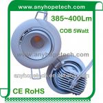 385~400Lm high lumen recessed 5W COB led downlight with CE RoHS AH-EB-1-5