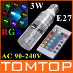 AC 90~240V 3W E27 RGB LED Bulb Lamp 16 Color changing Crystal LED spot light H4953