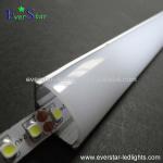 Aluminum led strip profile with extruded PC cover 45 degree light angle round cover end caps mounting clips ES-LA02