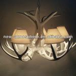 Artisan Lighting ANTLER black stag antler ceiling light with silk shades P11267