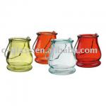 auto-machine blown glass hurricane with handles J5560P