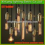 Best quality E27 lamp holder antique bronze pendant lamp with edison bulb china factory XL-001 copper