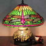 Cheaper antique real stained glass tiffany table lamp 122173