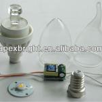 Conductive Plastic candle frost light bulb 40w Housing 3W APL CANDLE-D 3W