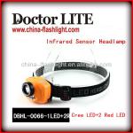 High power Cree LED Infrared Sensor Headlamp With 2 RED LED DBHL-0066-1W+2R