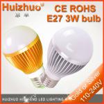 [Huizhuo lighting]CE ROHS E14/E27 non dimmable led lamp,Epistar high power e27 led lamp from china factory E27-3