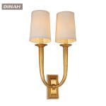 Luxury Bronze Antique Classic Brass Wall Lamps Candle Sconces With Import Fabric Shade B2820-2