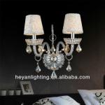 Luxury European style 2 light finished crystal wall lamp with shade Lc14 LC14