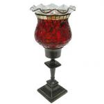 Red Color Mosaic Hurricane Lamp