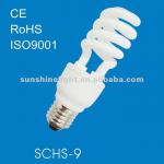 RoHS CE SGS HALF SPIRAL 9mm 7W ENERGY SAVING LAMP SCHS-9-7W