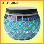 romantic decorative colorful glass mosaic led solar candle light UT-BLJ039