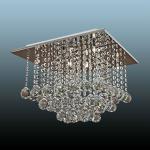 Square Luxury Crystal Ceiling Light With Ball Drop X98040