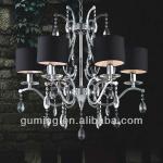 UL CE 2013 hot sale Hotel/ living Lobby room Chandelier/pendant Lamp lighting with Black Fabric Shade GMMD1105-6B GMMD1105-6B